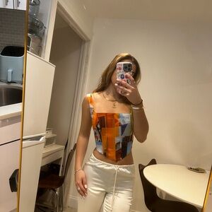 Colorful Graphic Corset Top